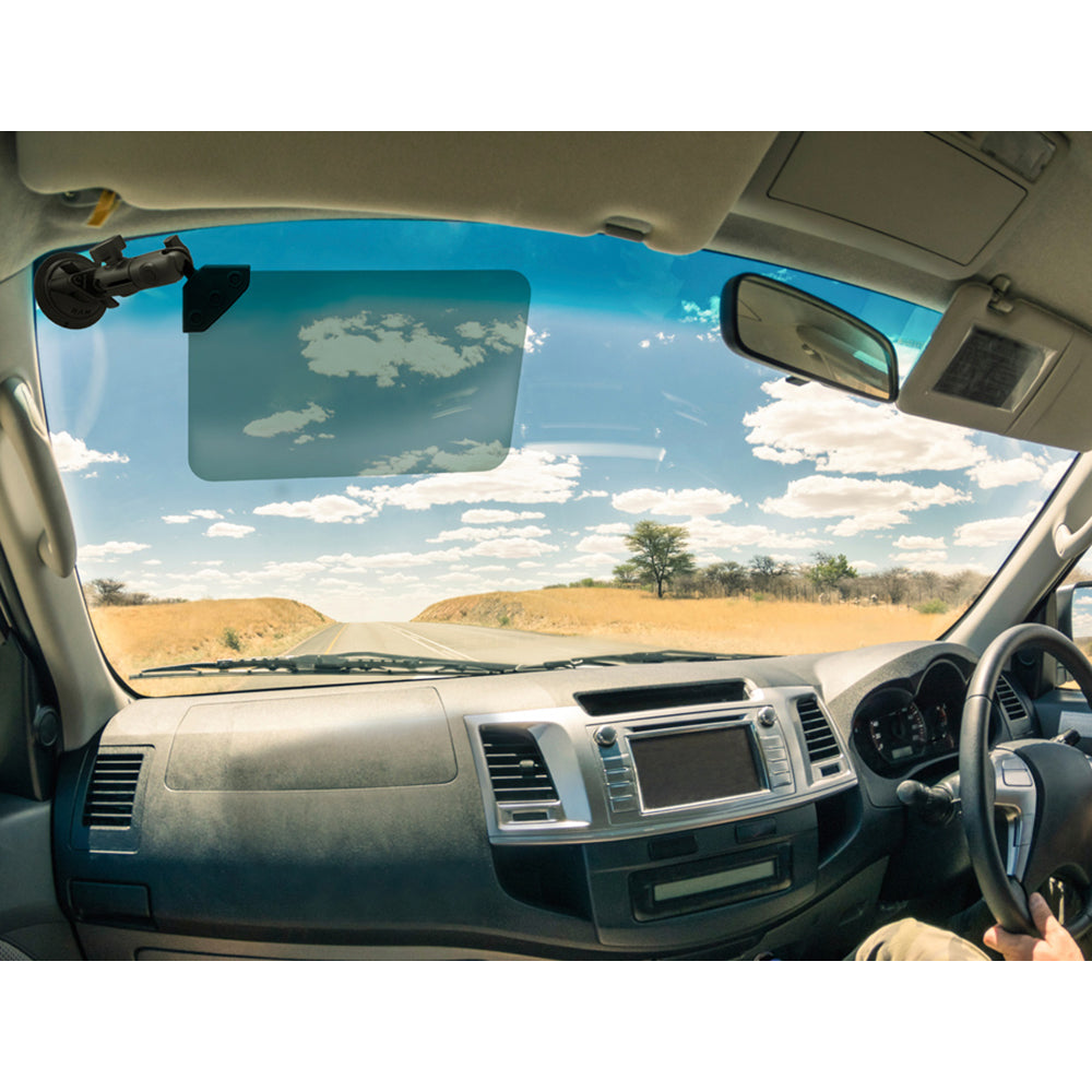 RAM Mount Suction Cup Mount wDark Green Sun Visor 50 Tint RAMB166326VISG1U
