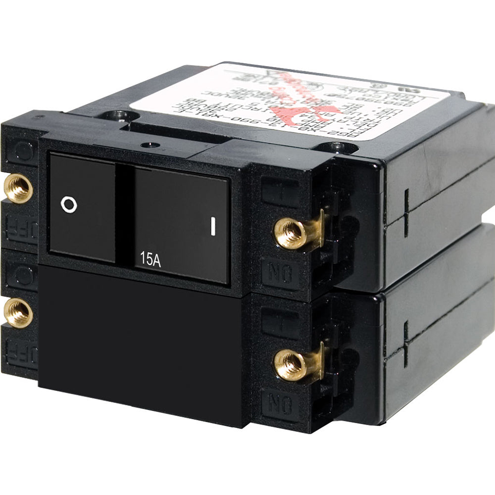 Blue Sea 7411 ASeries Flat Rocker Circuit Breaker Double Pole 15A 7411