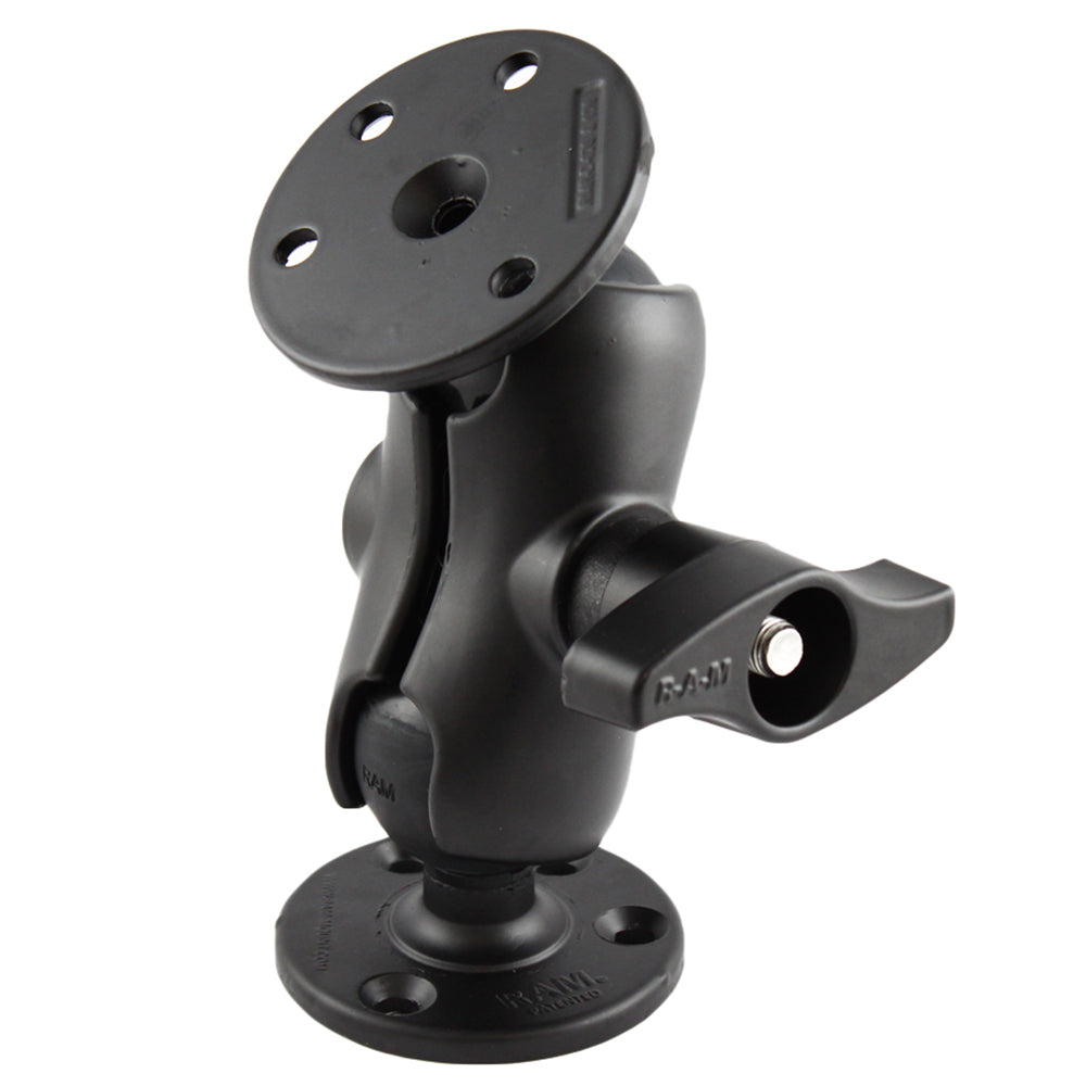RAM Mount D Size 225 Ball Mount w2 qty 368 Round Plates Short Length Double Socket Arm RAMD101UC
