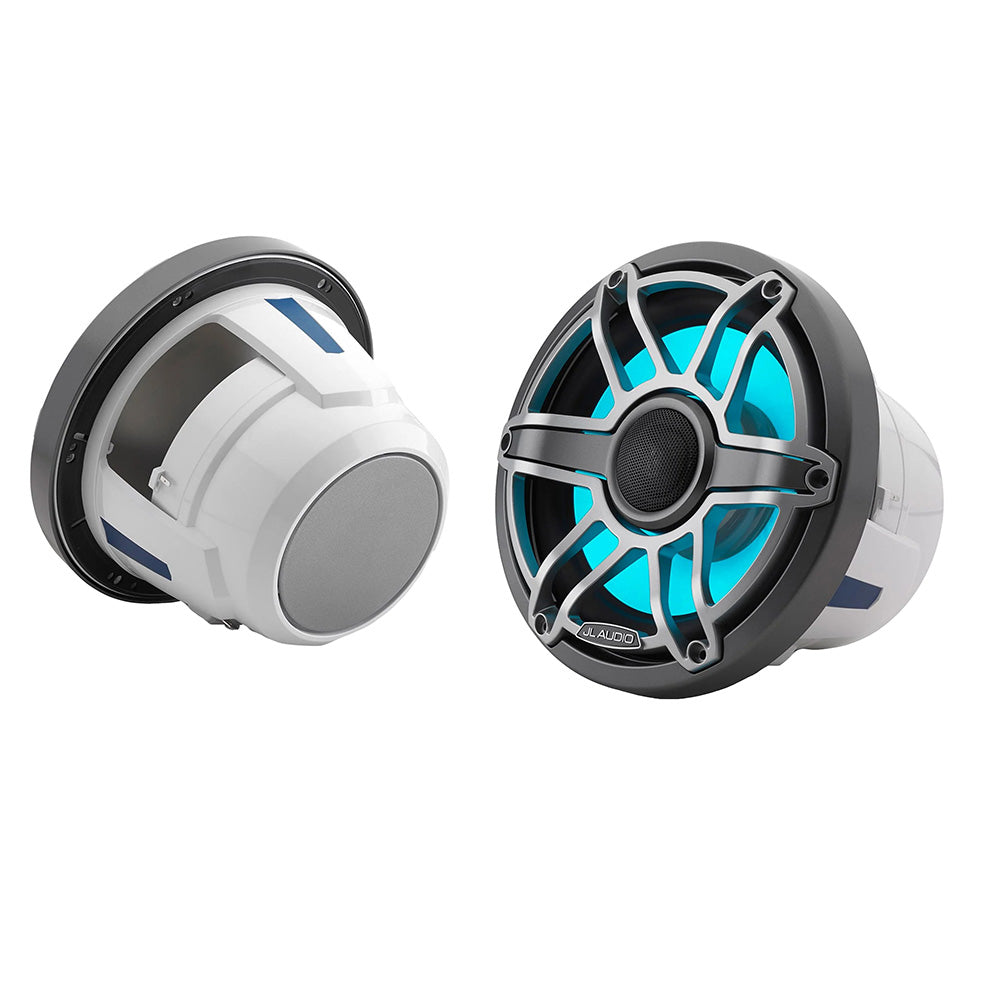 JL Audio M6 Series 88 Marine Coaxial Speakers wGrey Metallic Sport Grille  Transflective LED Lighting  M6880XSGmTii