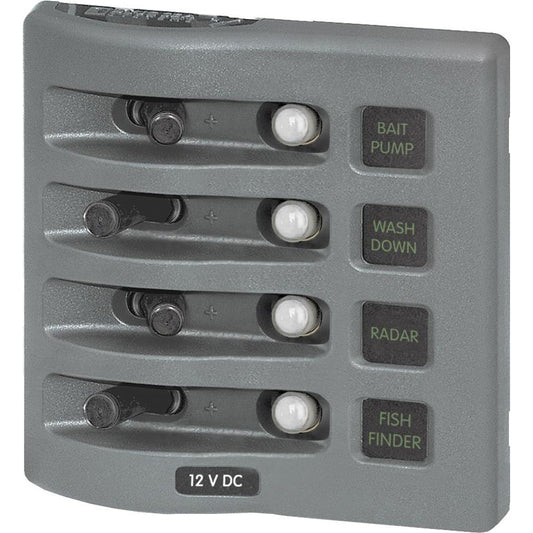 Blue Sea 4374 WeatherDeck Water Resistant Circuit Breaker Panel  4 Position  Grey 4374