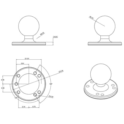 RAM Mount 212 Diameter Base w15 Ball RAM202U