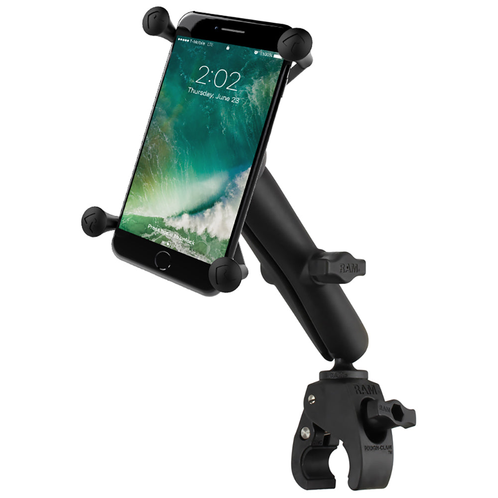 RAM Mount ToughClaw Base wLong Double Socket Arm  Universal XGrip IV fLarge PhonePhablet Cradle RAMB400CUN10U