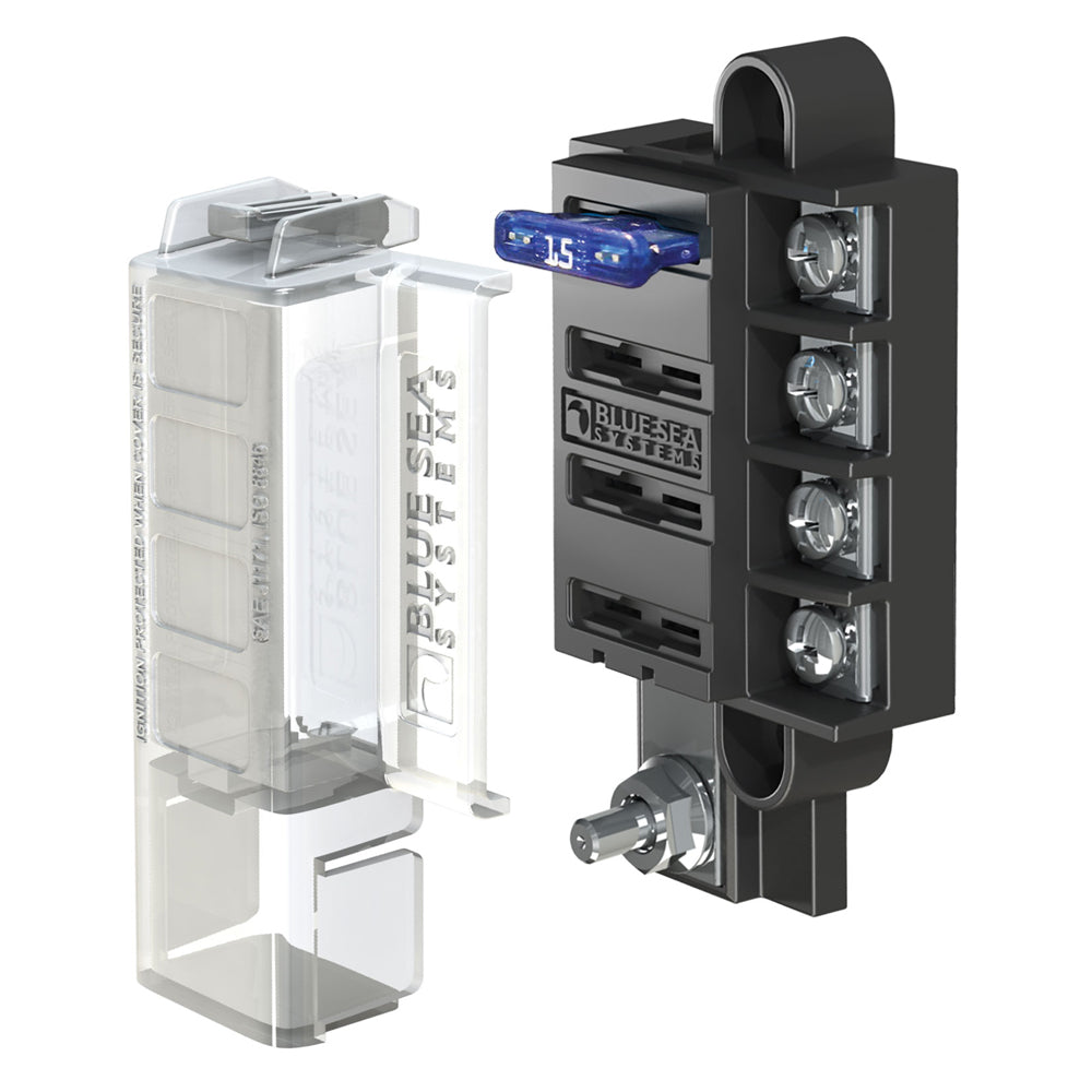 Blue Sea 5045 ST Blade Compact Fuse Blocks  4 Circuits wCover 5045
