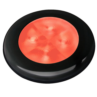 Hella Marine Slim Line LED Enhanced Brightness Round Courtesy Lamp  Red LED  Black Plastic Bezel  12V 980507251