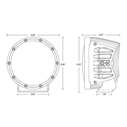 RIGID Industries 360 Series 6 Spot wAmber Pro Lens  Pair 36210
